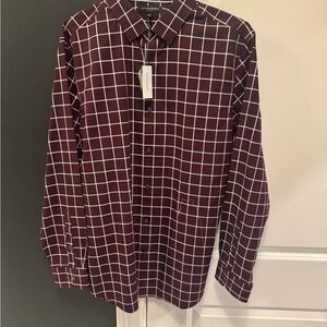 Banana Republic Maroon Grid Dress Shirt